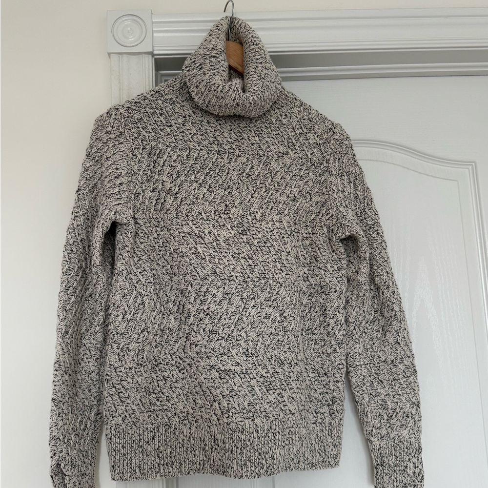 Women’s Grey and Black Turtleneck Sweater